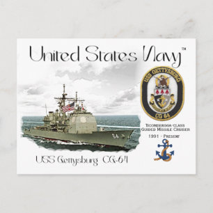 CARTÃO POSTAL USS GETTYSBURG CG-64 GUIADO CRUISADOR MÍSSEIS