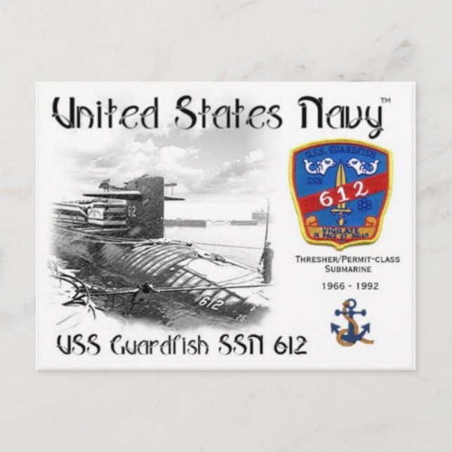 Cartão Postal USS GUARDFISH SSN-612 POSTCARD z (Frente)