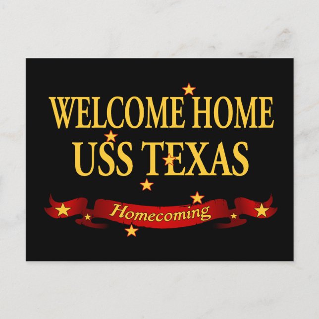 Cartão Postal USS Home bem-vindo Texas (Frente)