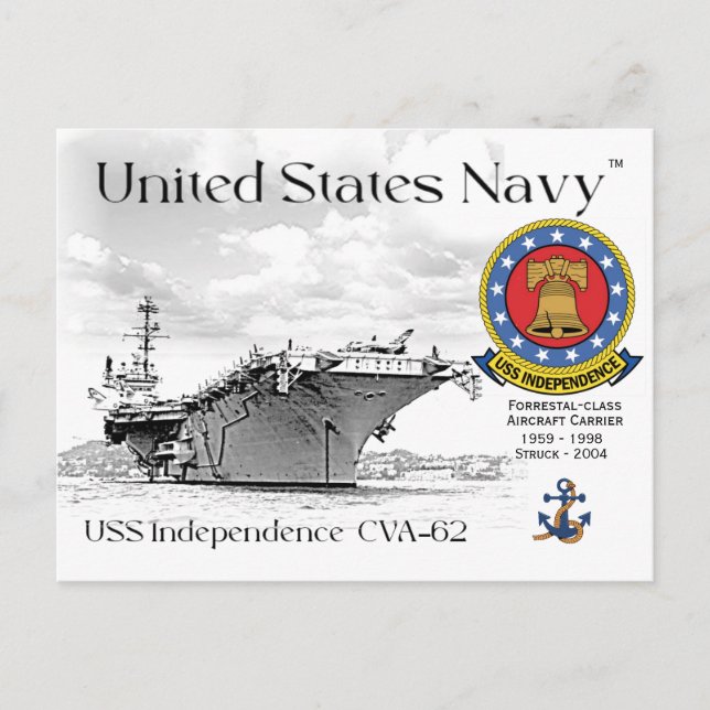 Cartão Postal USS INDEPENDENCE CVA-62 CARRIER Postcard (Frente)