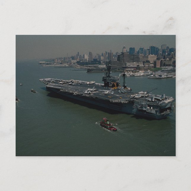 Cartão Postal USS John F. Kennedy", entrando no rio Hudson em No (Frente)