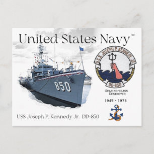 CARTÃO POSTAL USS JOSEPH P. KENNEDY JR. DD-850 DESTROYER