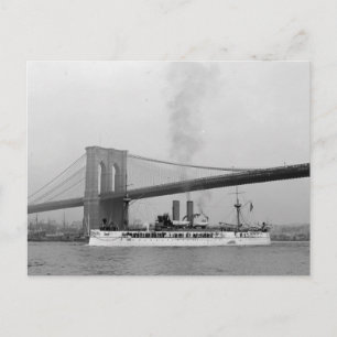 Cartão Postal USS Maine & Brooklyn Bridge