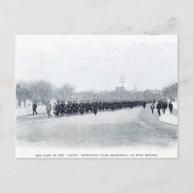 Cartão Postal USS Maine em Fort Monroe (Frente)