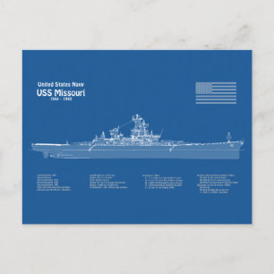 Cartão Postal USS Missouri - Entregar planos de projeto ABD