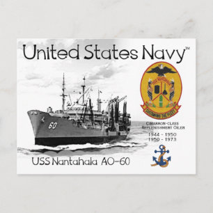 CARTÃO POSTAL USS NANTAHALA AO-60 REPLENISHMENT OILER