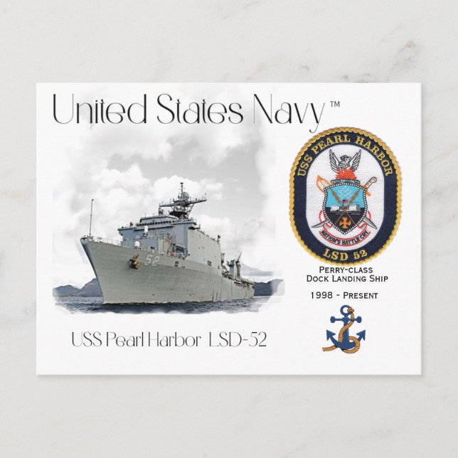 CARTÃO POSTAL USS PEARL HARBOR LSD-52 DOCK LANDING SHIP (Frente)