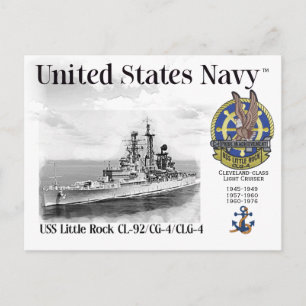 Cartão Postal USS PEQUENO ROCK CL- 92/CG- 4/CLG- 4 Cartão-postal