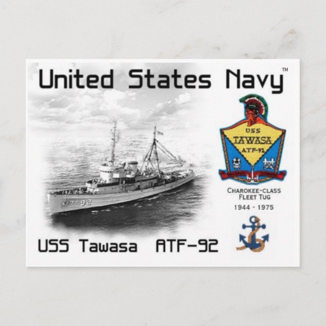 CARTÃO POSTAL USS TAWASA ATF-92 FROTA TUG (Frente)