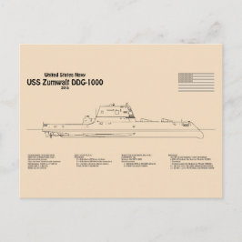 Cartão Postal USS Zumwalt - Planos de Blueprint de Navio SD