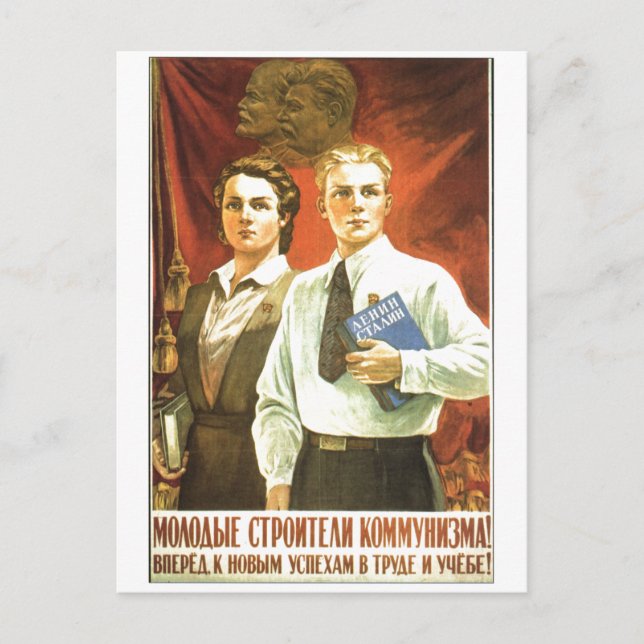 Cartão Postal USSR CCCP Guerra Fria União Soviética de Propagand (Frente)