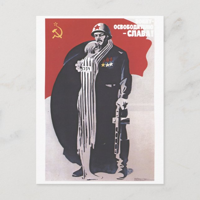 Cartão Postal USSR CCCP Guerra Fria União Soviética de Propagand (Frente)