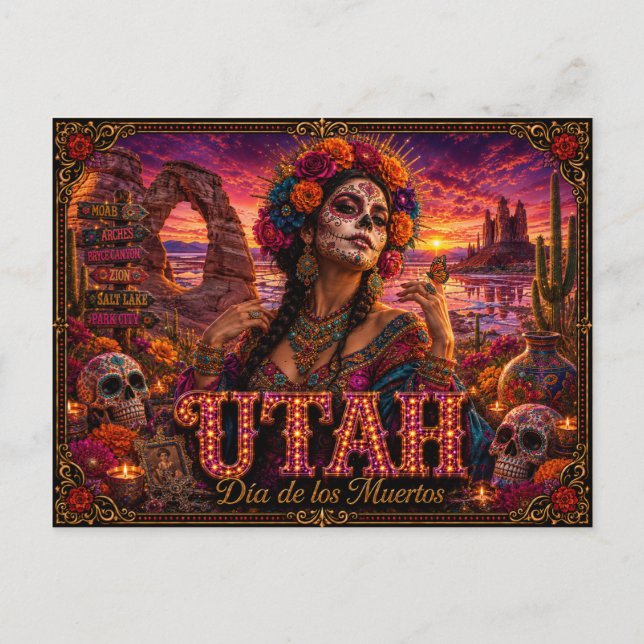 Cartão Postal Utah Dia dos Mortos Retro (Frente)