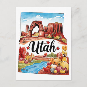 Cartão Postal Utah EUA Estado Formato Vintage Aquarela