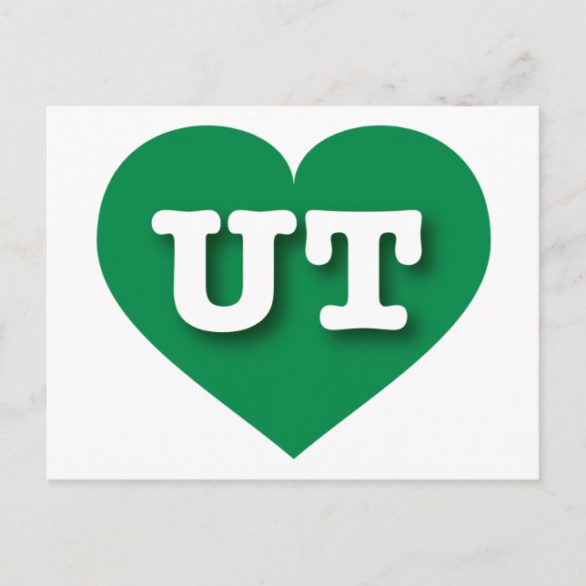Cartão Postal Utah Green Heart - Eu amo UT (Frente)