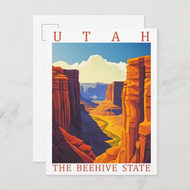 Cartão Postal Utah, o Estado de Beehive EUA, Viagem Place (Frente/Verso)