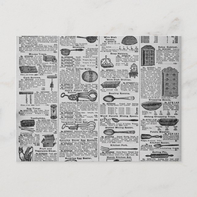 Cartão Postal Utensílios Vintage Kitchen (Frente)