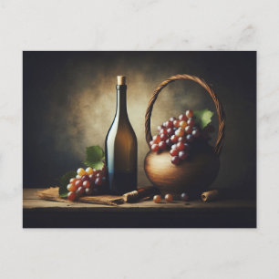 Cartão Postal Uvas e uma Garrafa de Vinho, Vida Estática