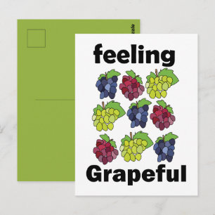 Cartão Postal Uvas Fruta Sentimento Grato Piada Divertida