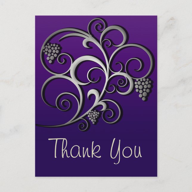 Cartão Postal Uvas Roxas e Uvas Retro-Arte Fina (Frente)