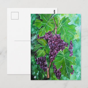 Cartão Postal Uvas Vermelhas numa Videira de Agosto por Alfred F