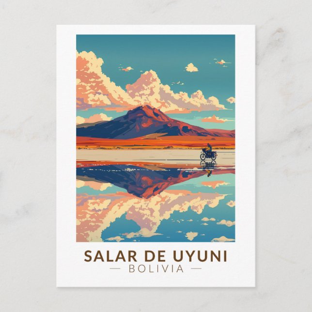 Cartão Postal Uyuni Salt Flat Bolivia Viagem Art (Frente)