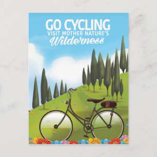 Cartão Postal Vá de Ciclismo "Visite a Natureza Selvagem da Mãe 