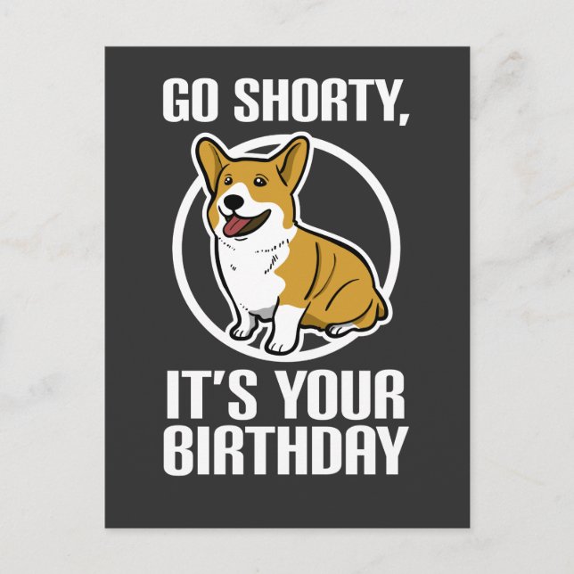 Cartão Postal Vá Garotinho É Seu Aniversário Corgi Filhote Engra (Frente)