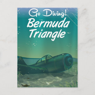 Cartão Postal Vá mergulhar! Cartaz de viagem do triângulo das Be