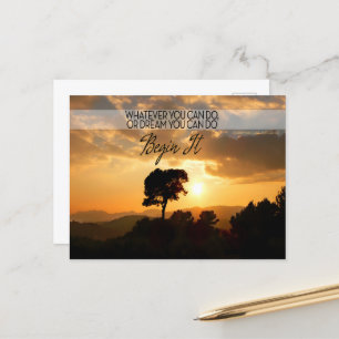 Cartão Postal Vá para a citação inspiracional "Comece"