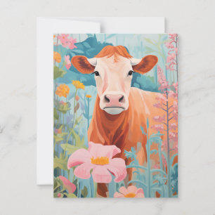 Cartão Postal Vaca bonita e feliz