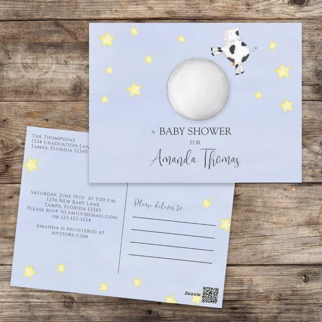 Cartão Postal Vaca de Aquarela Moderna chá de fraldas Saltou Sob (Criador carregado)