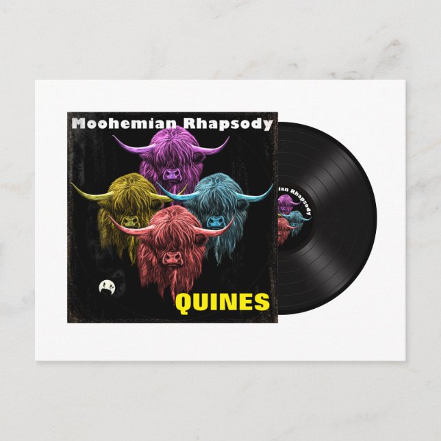 Cartão Postal Vaca de Highland escocesa. Moohemian Rhapsody (Frente)