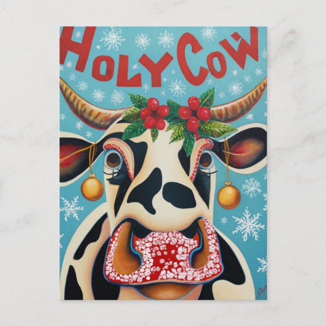 Cartão Postal Vaca de Natal engraçada (Frente)