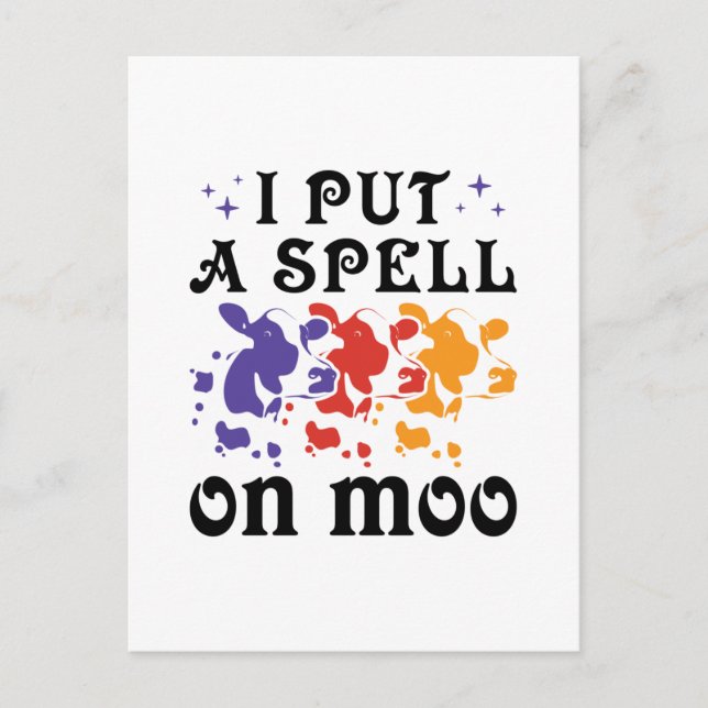Cartão Postal Vaca do Halloween Eu Coloquei um Feitiço na Moo (Frente)