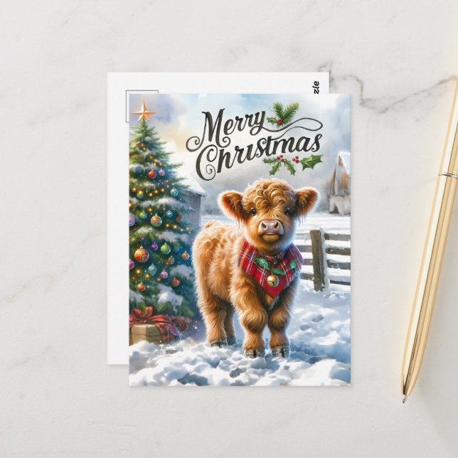 Cartão Postal Vaca do planalto festivo adiciona mensagem (Frente/Verso In Situ)