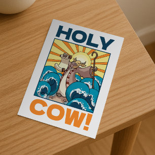 Cartão Postal Vaca engraçada Vaca sagrada! Trocadilho visual des