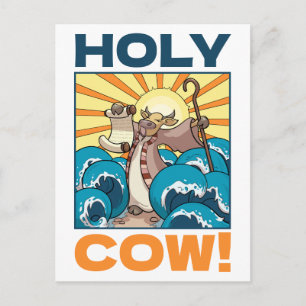 Cartão Postal Vaca engraçada Vaca sagrada! Trocadilho visual des