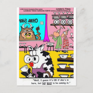 Cartão Postal Vaca na Loja da China Canecas Engraçadas Camisetas