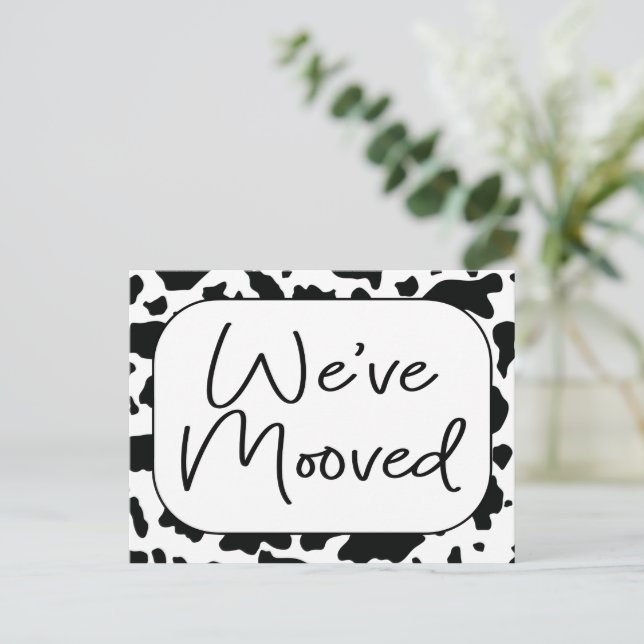 Cartão Postal Vaca nova e engraçada morada que movemos (Em pé/Frente)