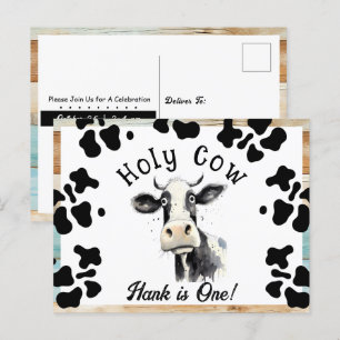 Cartão Postal Vaca Sagrada Aniversário de 1 ano Aquarela