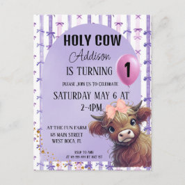 Cartão Postal Vaca Sagrada Estou com Um Arco Roxo de Aquarela Co