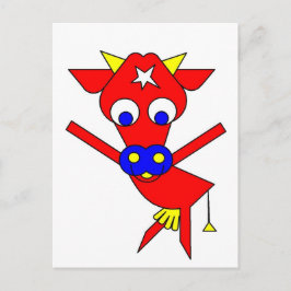 Cartão Postal Vaca vermelha