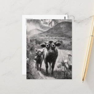 Cartão Postal Vacas brancas e pretas