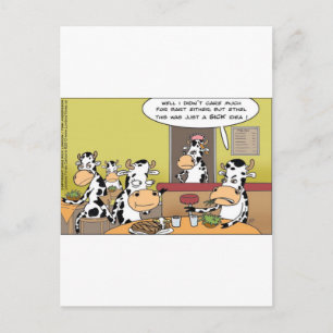 Cartão Postal Vacas Comendo Bife Camisetas Engraçadas Canecas Ca