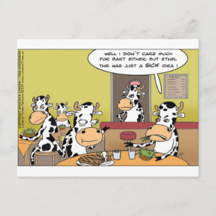 Cartão Postal Vacas Comendo Bife Camisetas Engraçadas Canecas Ca