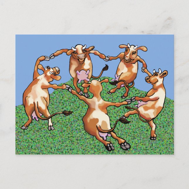 Cartão Postal Vacas da dança de Mootise (Frente)