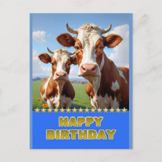 Cartão Postal vacas de aniversário