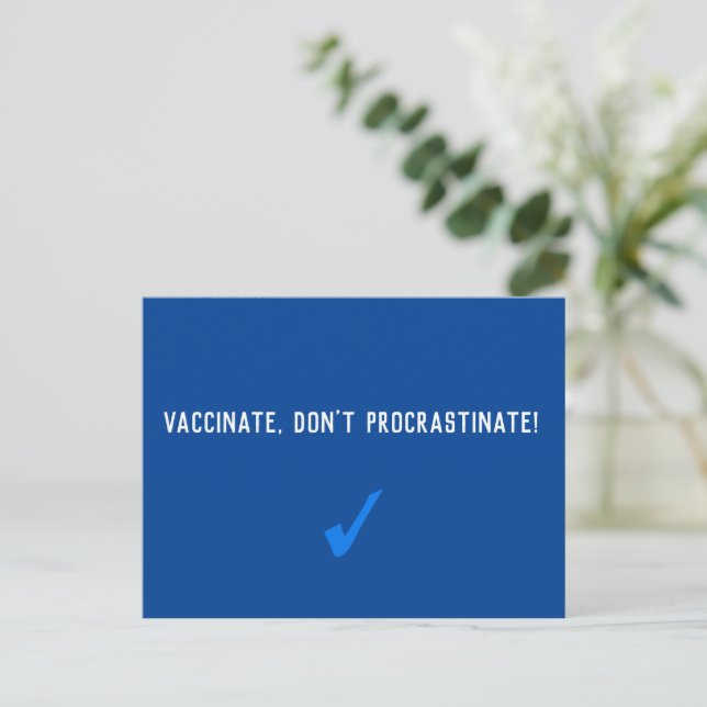 Cartão Postal Vacinar, Não Procrastinar (Em pé/Frente)
