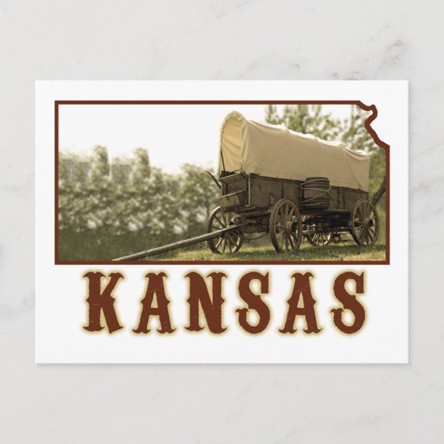Cartão Postal Vagão coberto do Kansas (Frente)